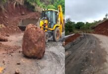 ठोसेघर जवळील बोरणे घाटात कोसळली दरड